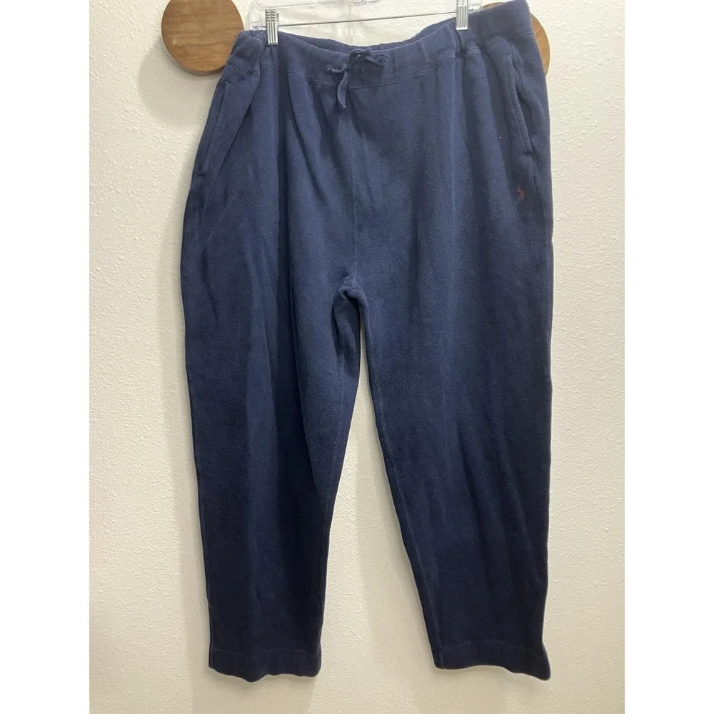 VTG Polo Ralph Lauren Pants Men's XXL Tapered Drawstring Pony Logo Navy‎ Blue